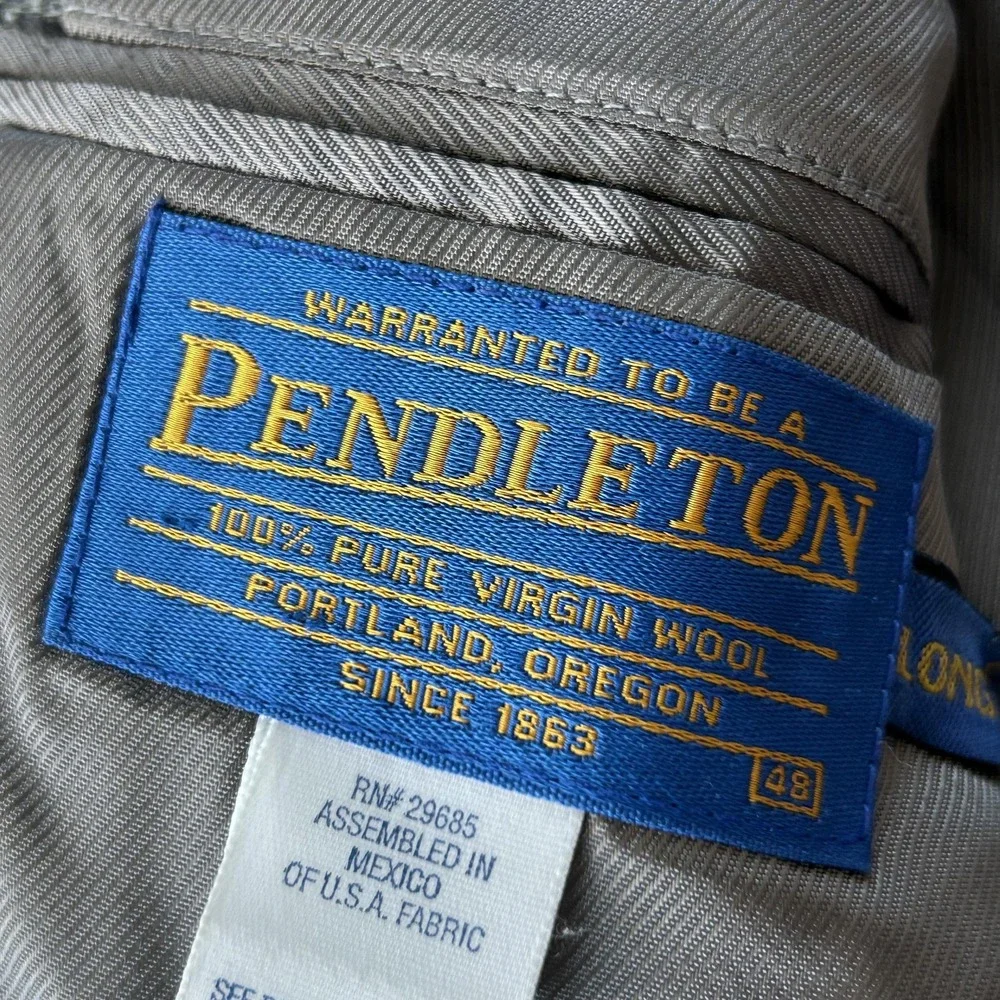 Pendleton Wool Western‎ Sport Coat Blazer Elbow Patches Herringbone Mens